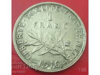 1 franc 1916 - France - Silver