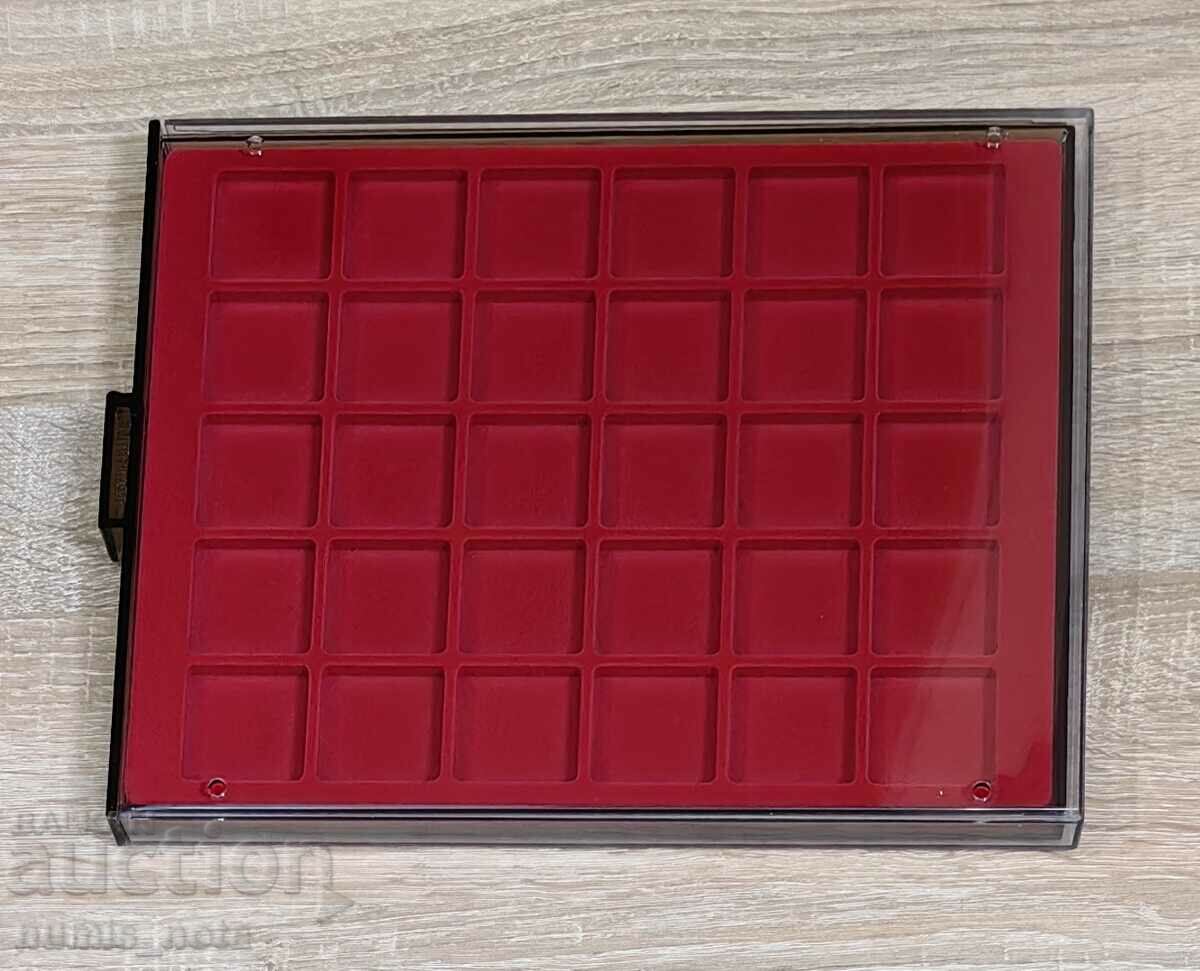 coin trays with protective cover - 30 slots x 38 mm.