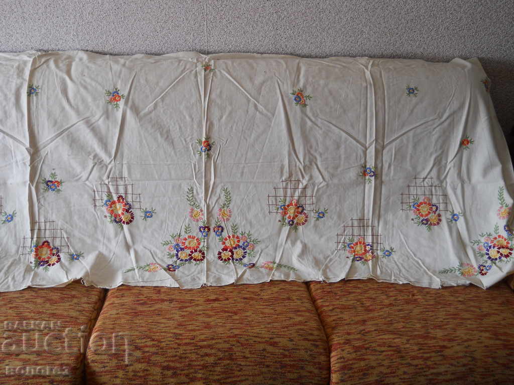 Old hand embroidered tablecloth