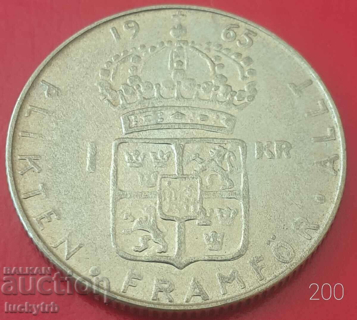 1 kroner 1965 - Sweden - Silver