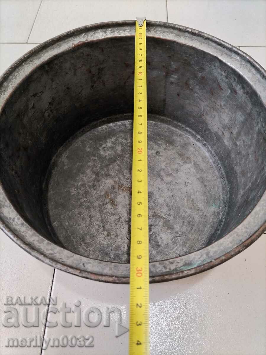 Old tinned copper copper pot with lid - 5 Old tinned copper copper pot with lid - 5