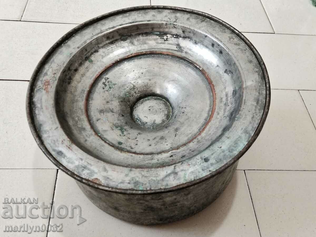 Old tinned copper copper pot with lid - 7 Old tinned copper copper pot with lid - 7