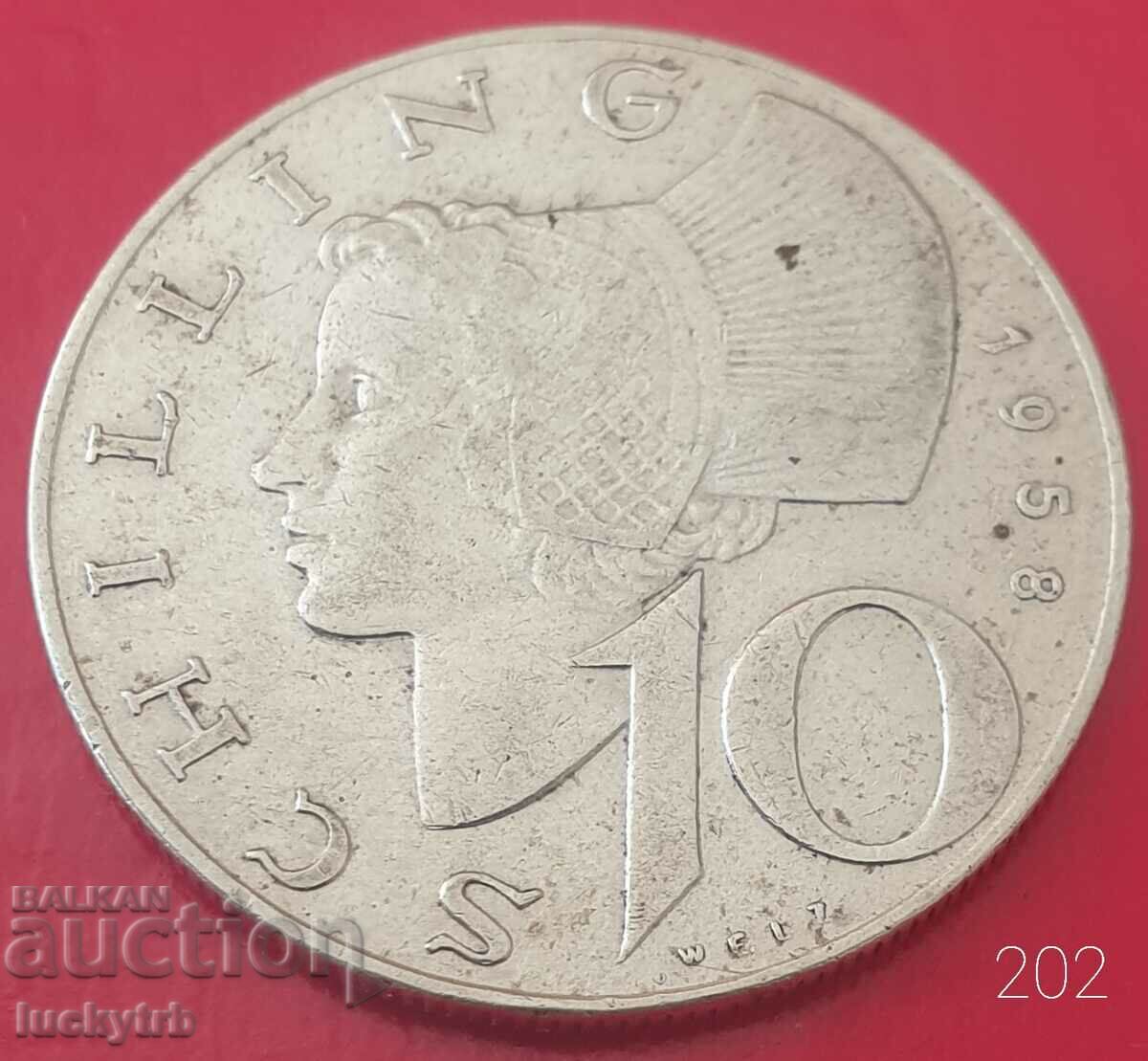 10 Shillings 1958 - Austria - Silver