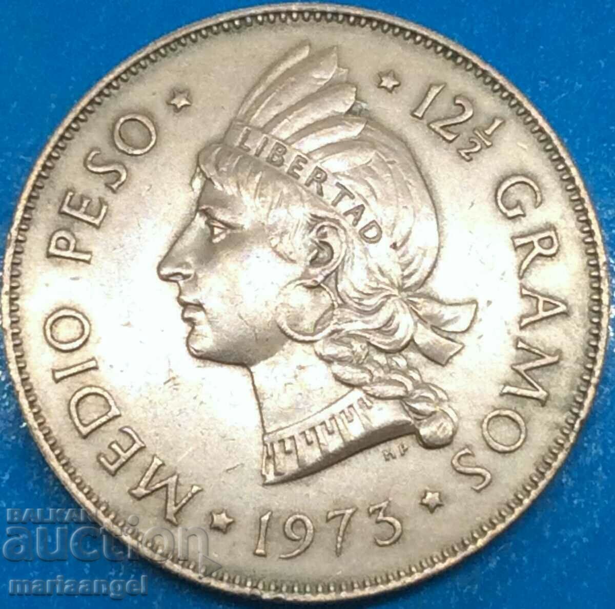 Dominican Republic 1/2 peso 1973 30mm 12.5g silver