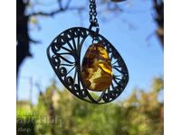 Amber filigree eye old jewelry necklace ornament