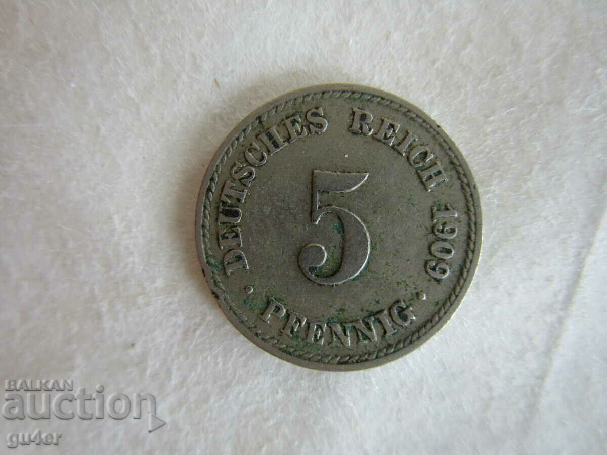 ❌❌ГЕРМАНИЯ, 5 пфенинга 1909, ОРИГИНАЛ❌❌ ❌❌ГЕРМАНИЯ, 5 пфенинга 1909, ОРИГИНАЛ❌❌