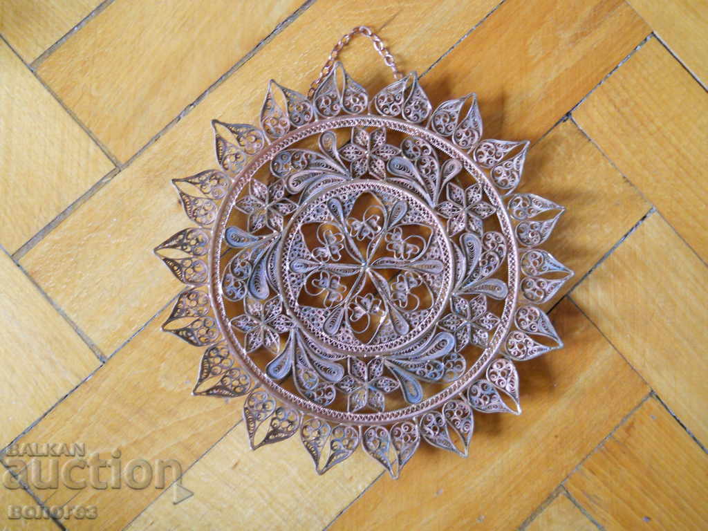 Antique copper panel - filigree