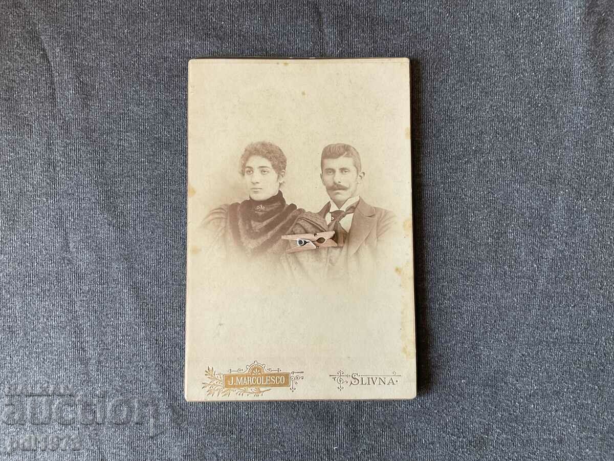 Old photo cardboard Zhanna Marcolesko Sliven portrait couple