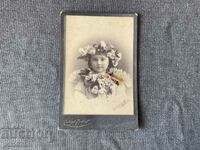 Old picture cardboard Knife child costume flowers 1900