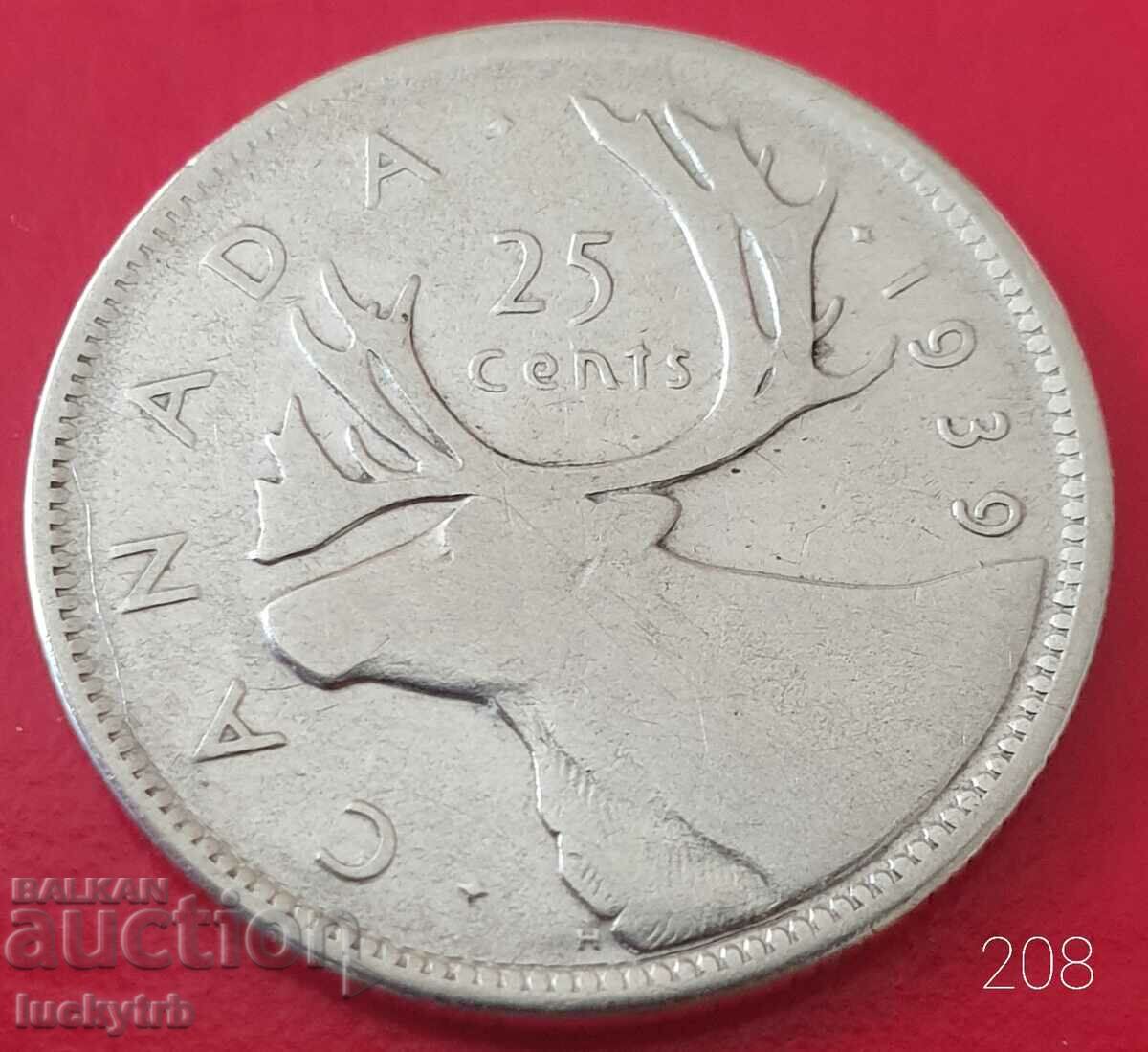 25 de cenți 1939 - Canada - Argint