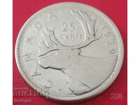 25 cents 1939 - Canada - Silver