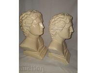 A pair of large heavy busts of Alexander the Great