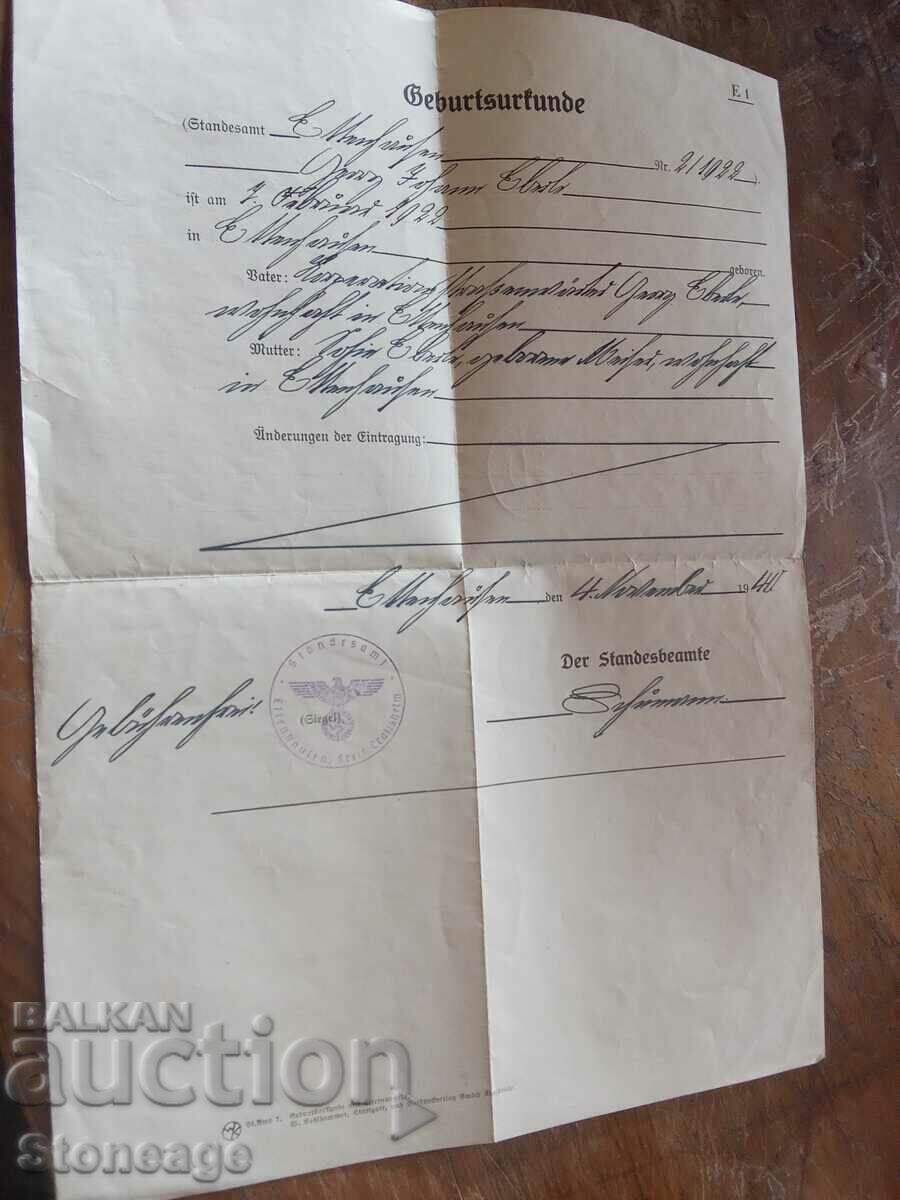 certificat de naștere din 1940