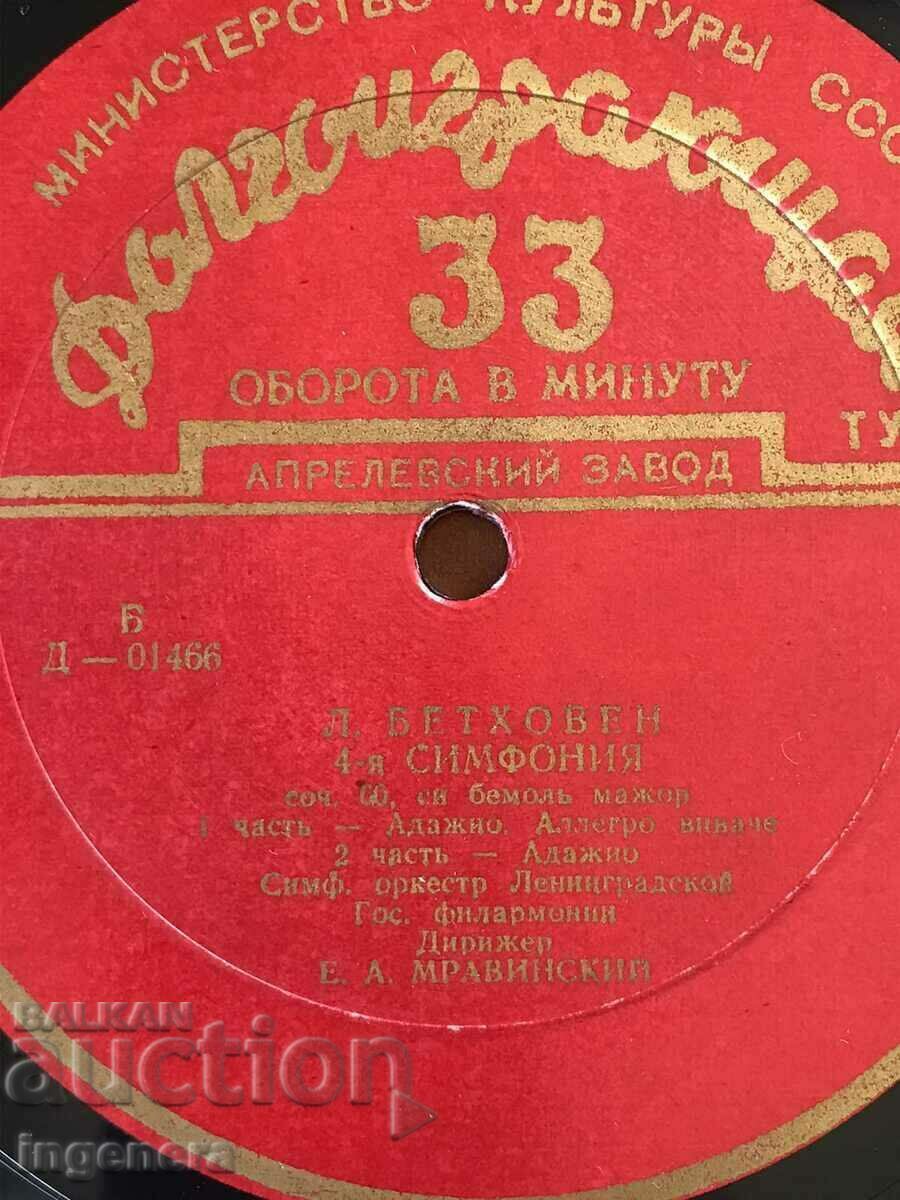RECORD GRAMOPHONE CLASSICAL MUSIC - BEETHOVEN - 4TH SYMPHONY. 1955. with price 25.00 BGN | € 12.78 RECORD GRAMOPHONE CLASSICAL MUSIC - BEETHOVEN - 4TH SYMPHONY. 1955. with price 25.00 BGN | € 12.78