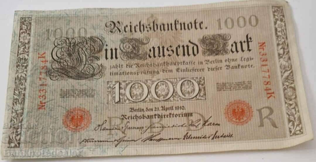 Germania 1000 Mark 1910 Pick 44 Ref 7784