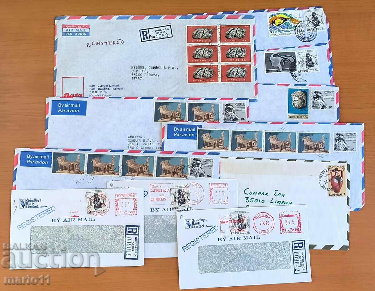 Cyprus - traveled postal envelopes with small