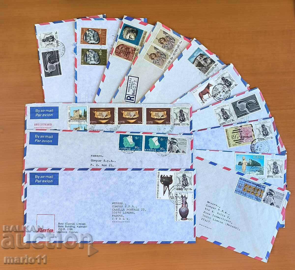 Cyprus - traveled postal envelopes with small