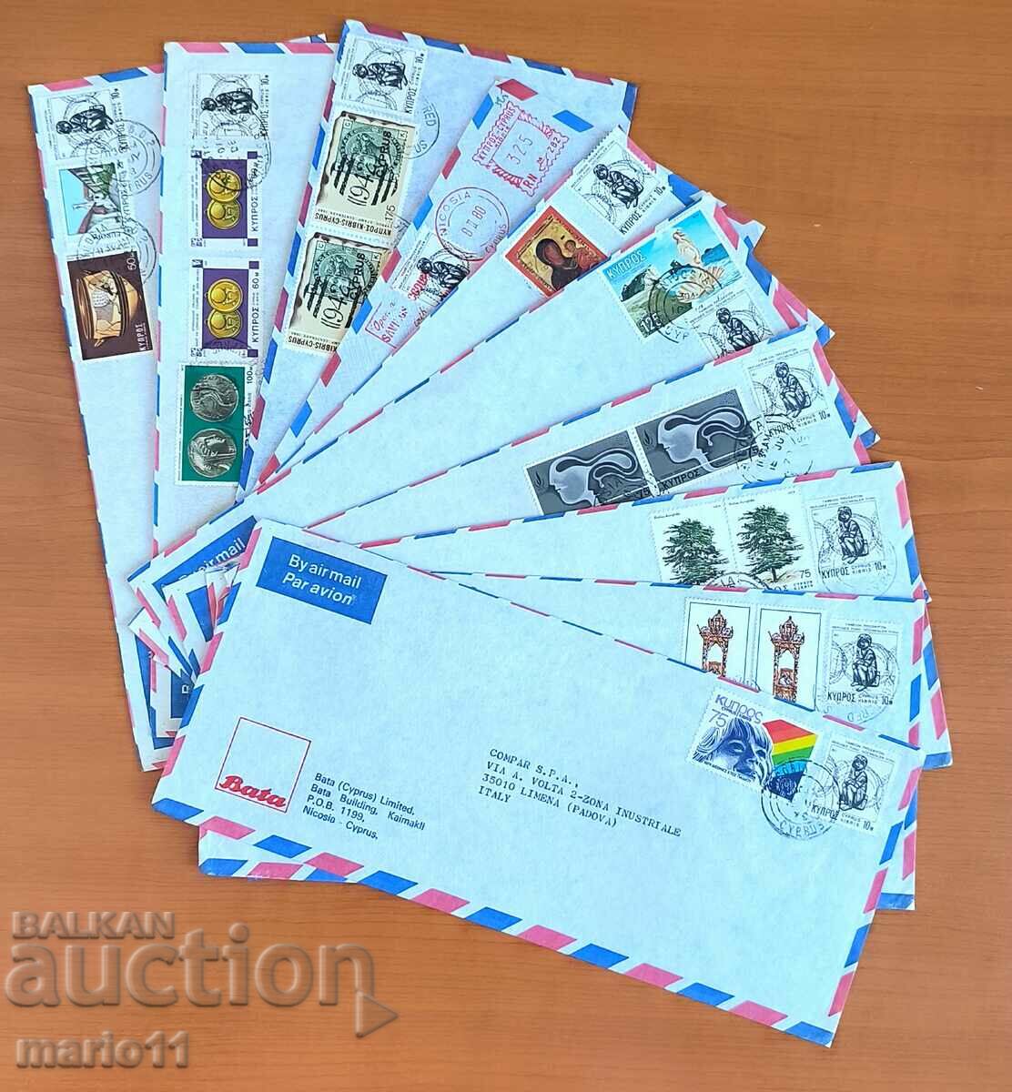 Cyprus - traveled postal envelopes with small