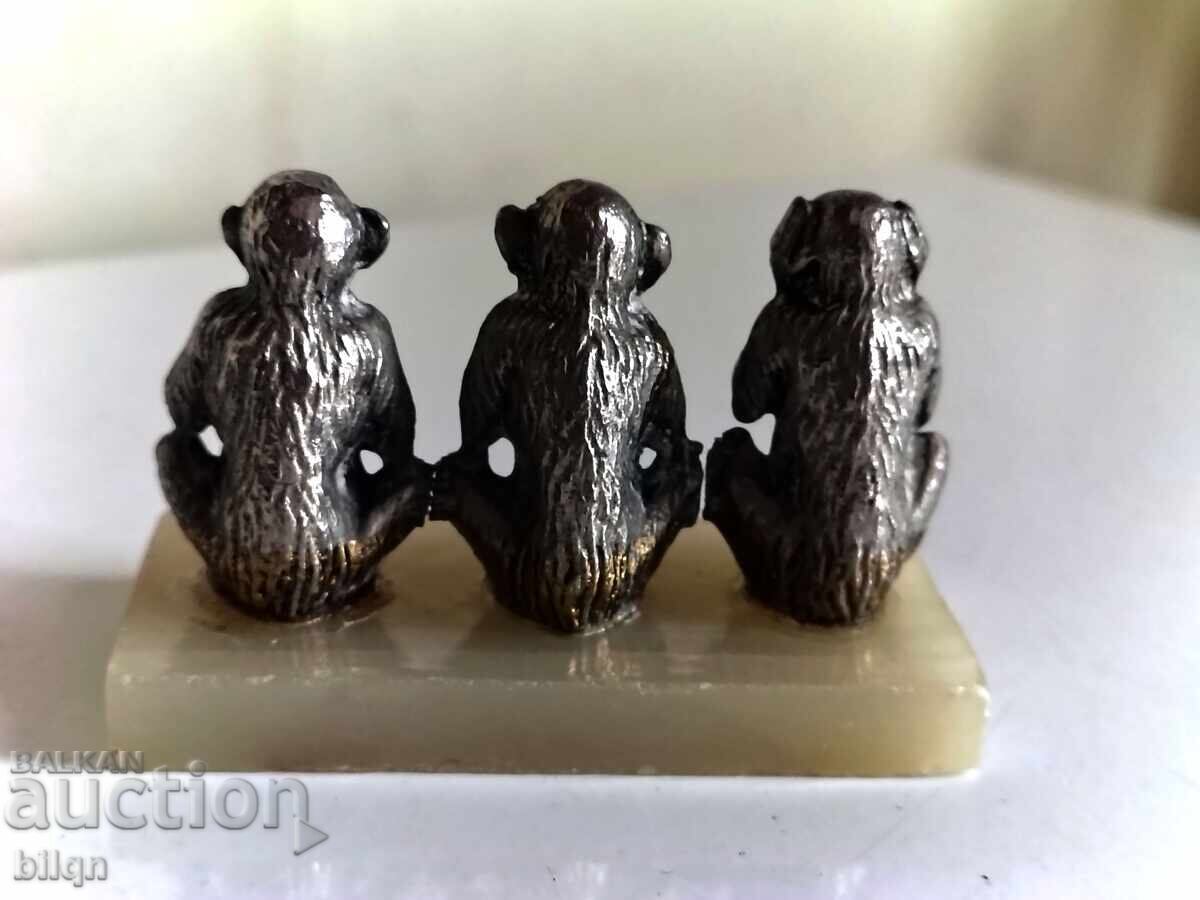 Auction Collectible Silver-Plated Figurine The Three Wise Monkeys Auction Collectible Silver-Plated Figurine The Three Wise Monkeys