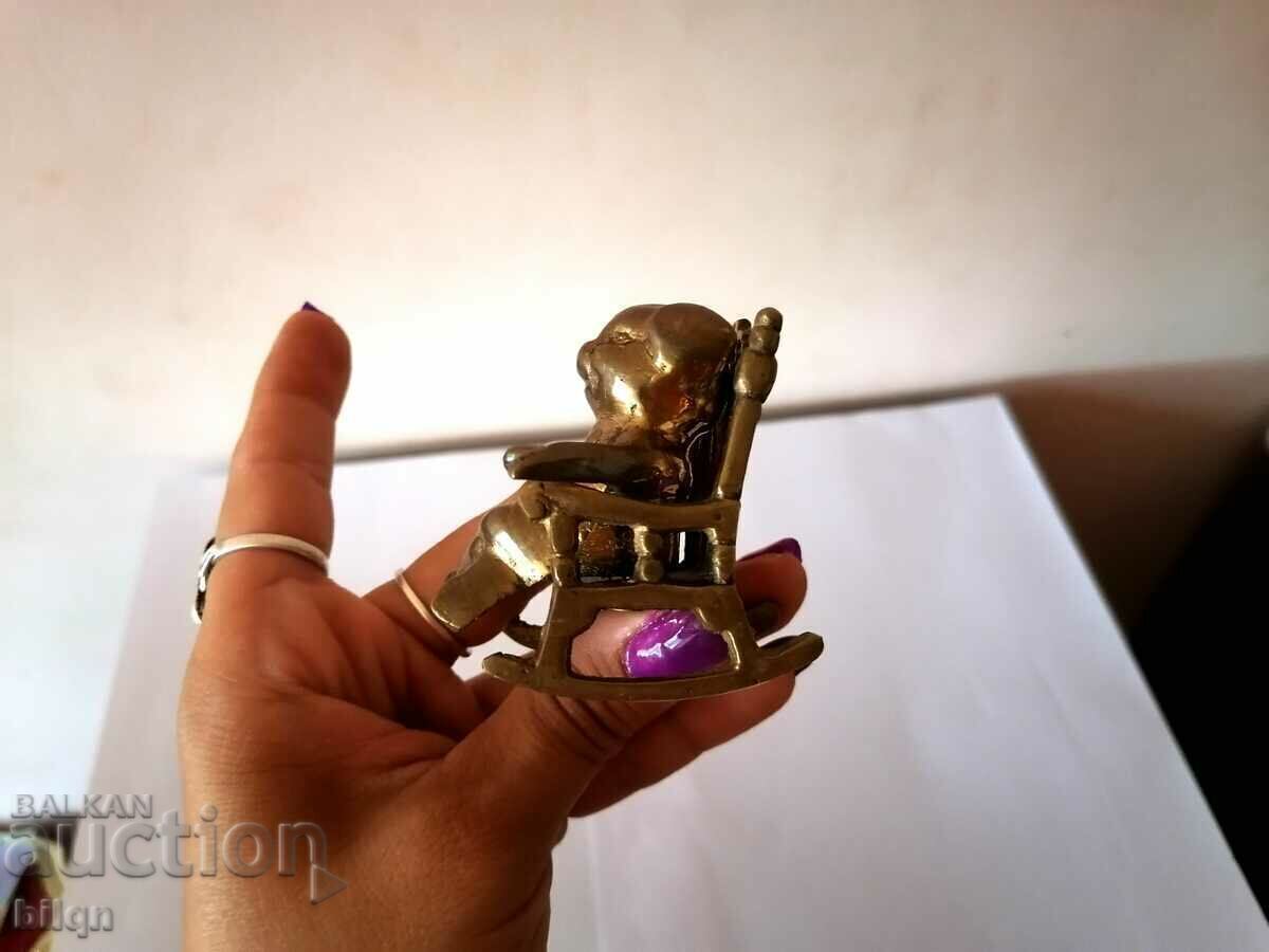 Collectible Bronze Figurine Piglet On Rocking Chair - 5 Collectible Bronze Figurine Piglet On Rocking Chair - 5