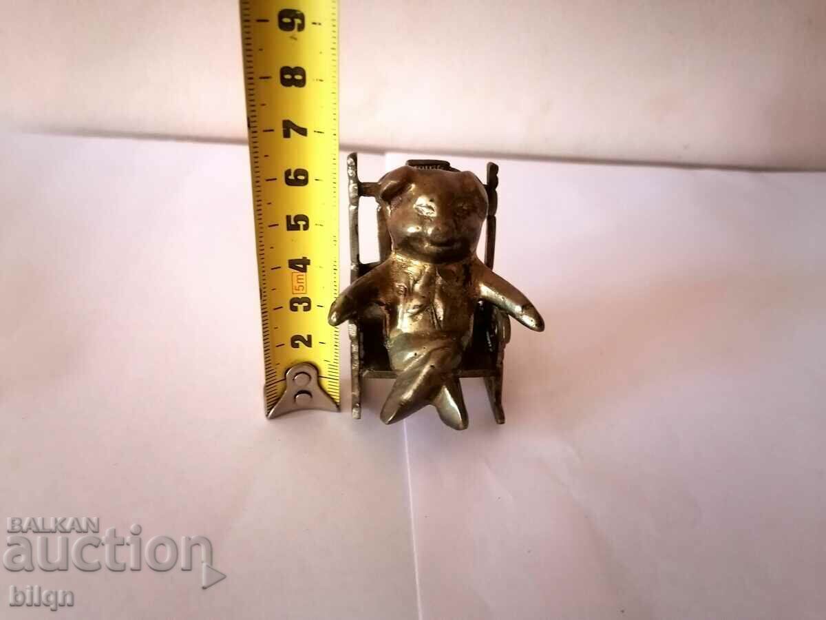 Collectible Bronze Figurine Piglet On Rocking Chair - 6 Collectible Bronze Figurine Piglet On Rocking Chair - 6