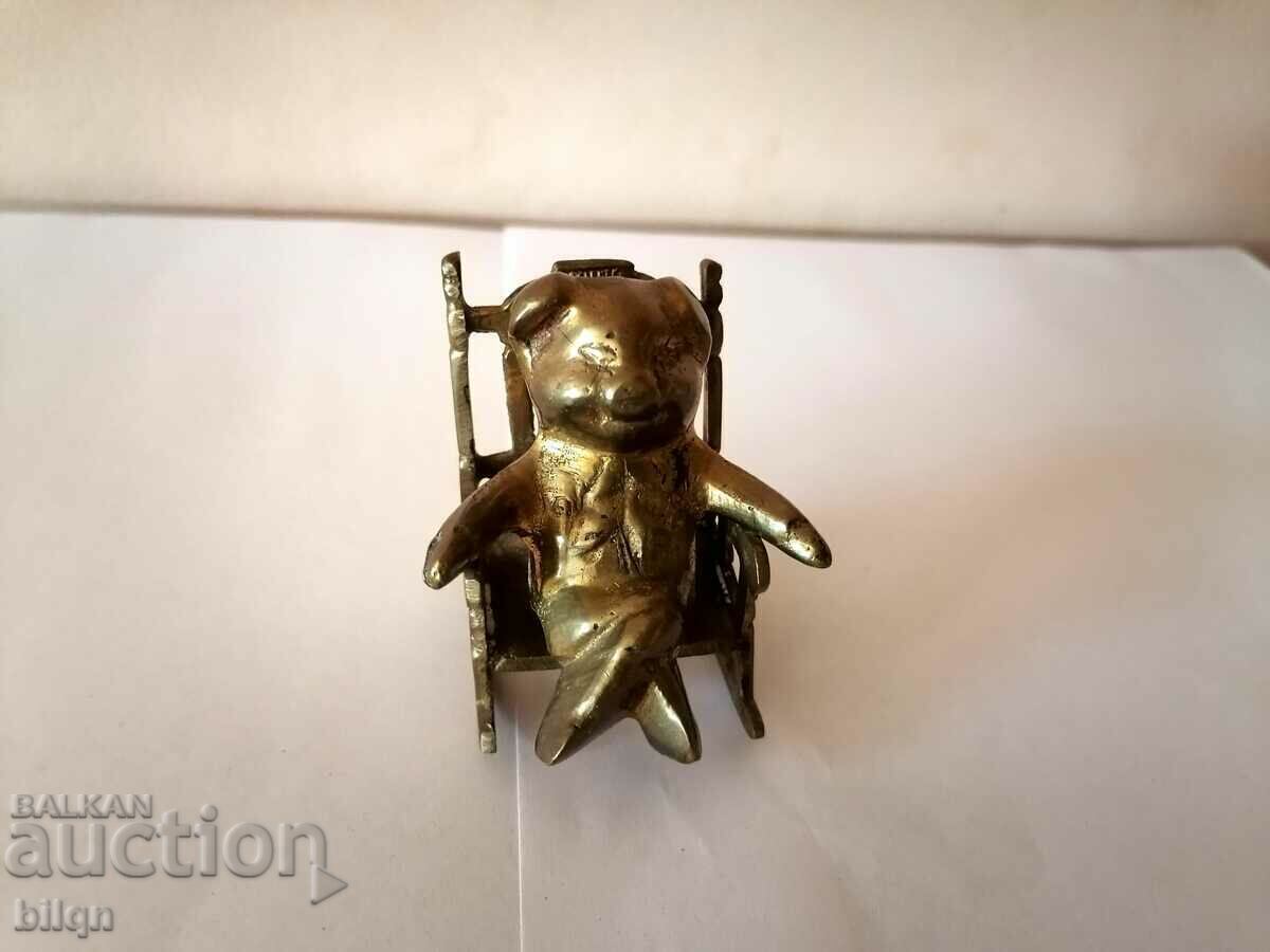 Collectible Bronze Figurine Piglet On Rocking Chair Collectible Bronze Figurine Piglet On Rocking Chair