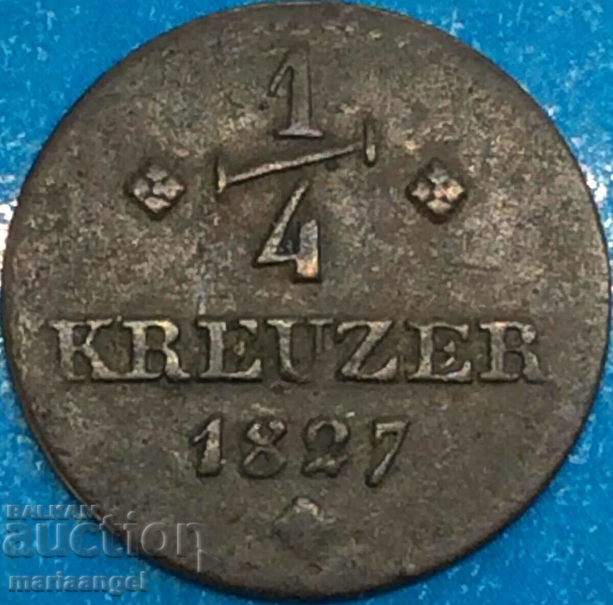 1/4 Kreuzer 1827 Germany Hessian Med