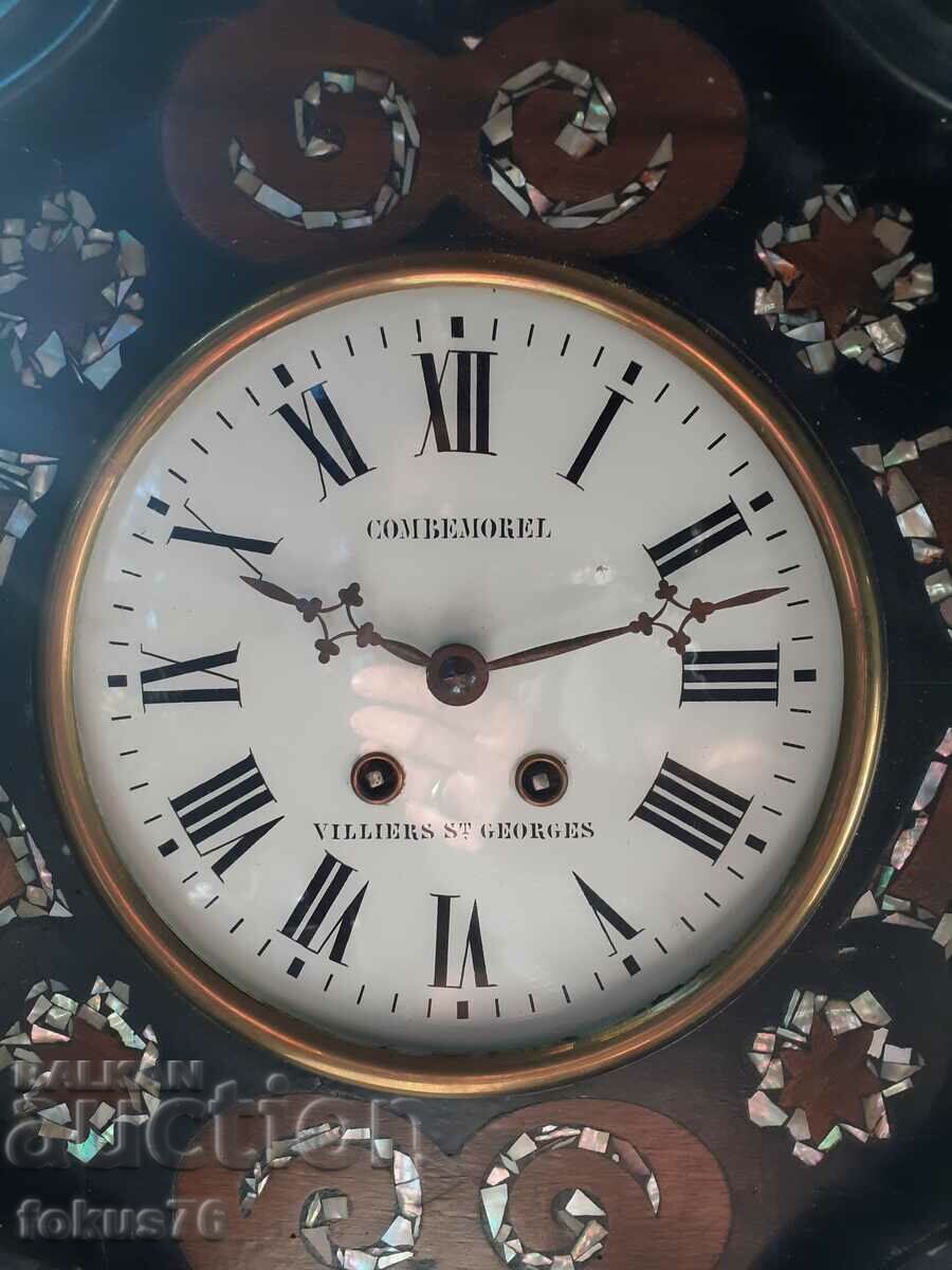 A great antique mother of pearl inlaid wall clock with price 400.00 BGN | € 204.52 A great antique mother of pearl inlaid wall clock with price 400.00 BGN | € 204.52