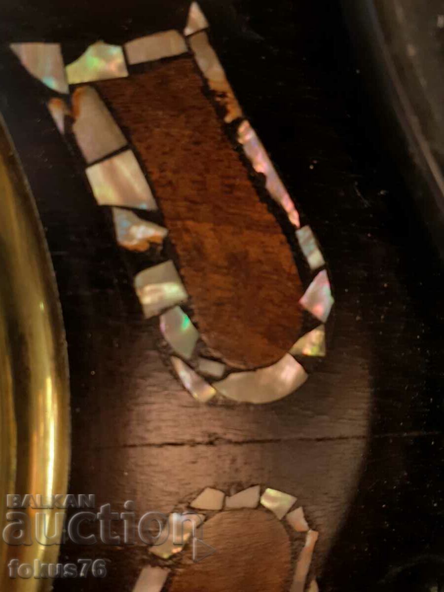 Auction A great antique mother of pearl inlaid wall clock Auction A great antique mother of pearl inlaid wall clock