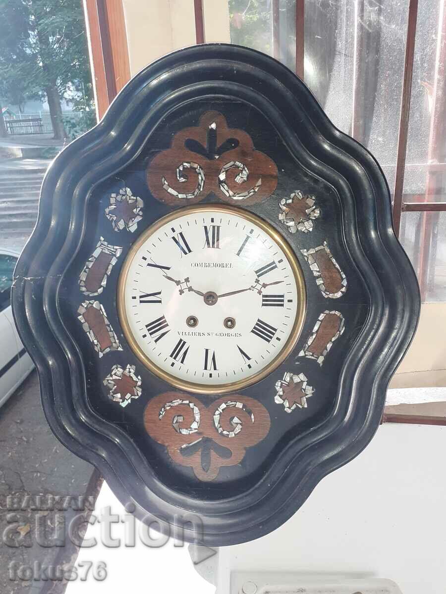 Delivery of A great antique mother of pearl inlaid wall clock Delivery of A great antique mother of pearl inlaid wall clock