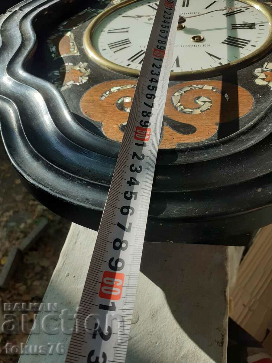 A great antique mother of pearl inlaid wall clock - 5 A great antique mother of pearl inlaid wall clock - 5