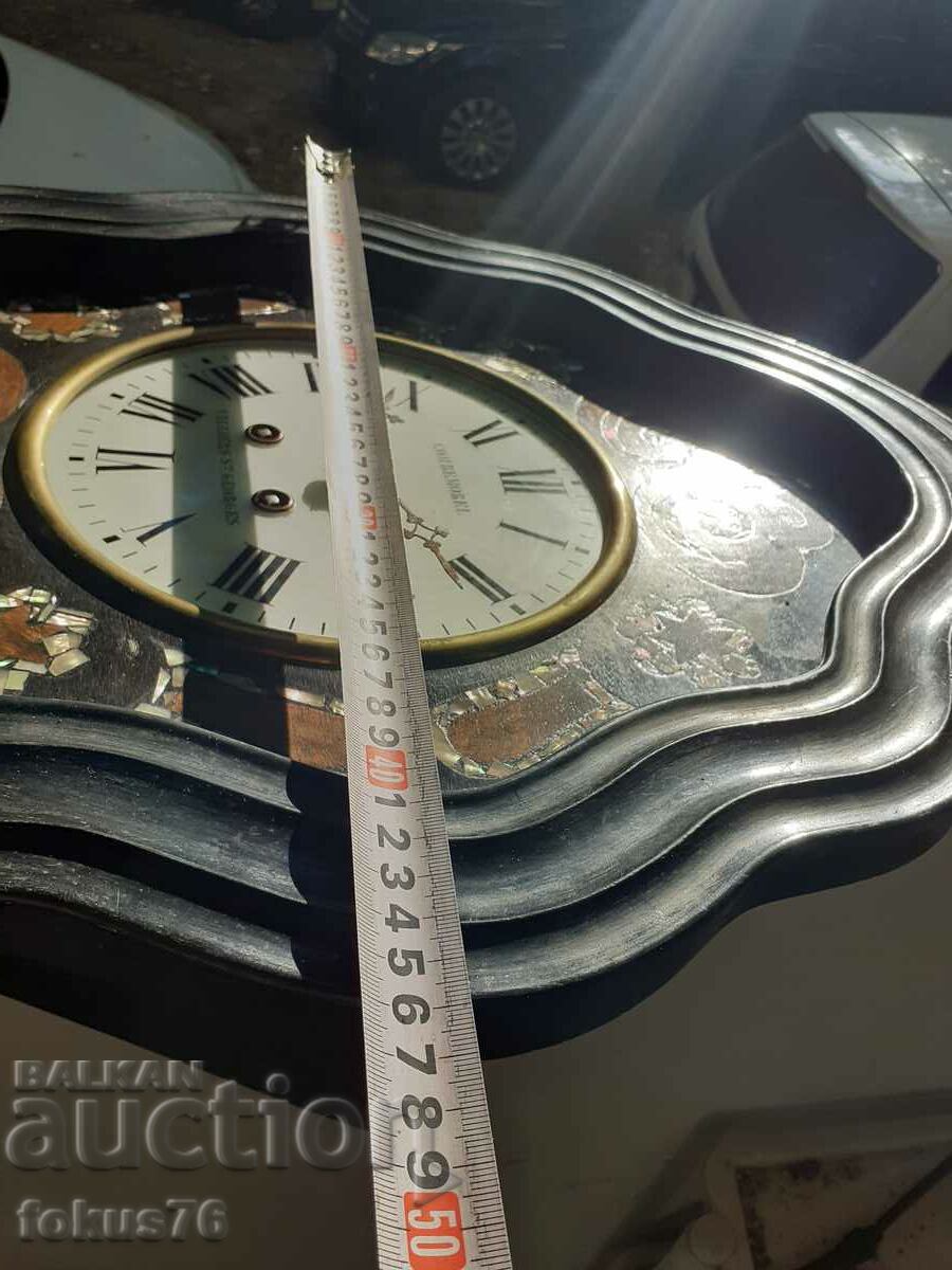 A great antique mother of pearl inlaid wall clock - 6 A great antique mother of pearl inlaid wall clock - 6