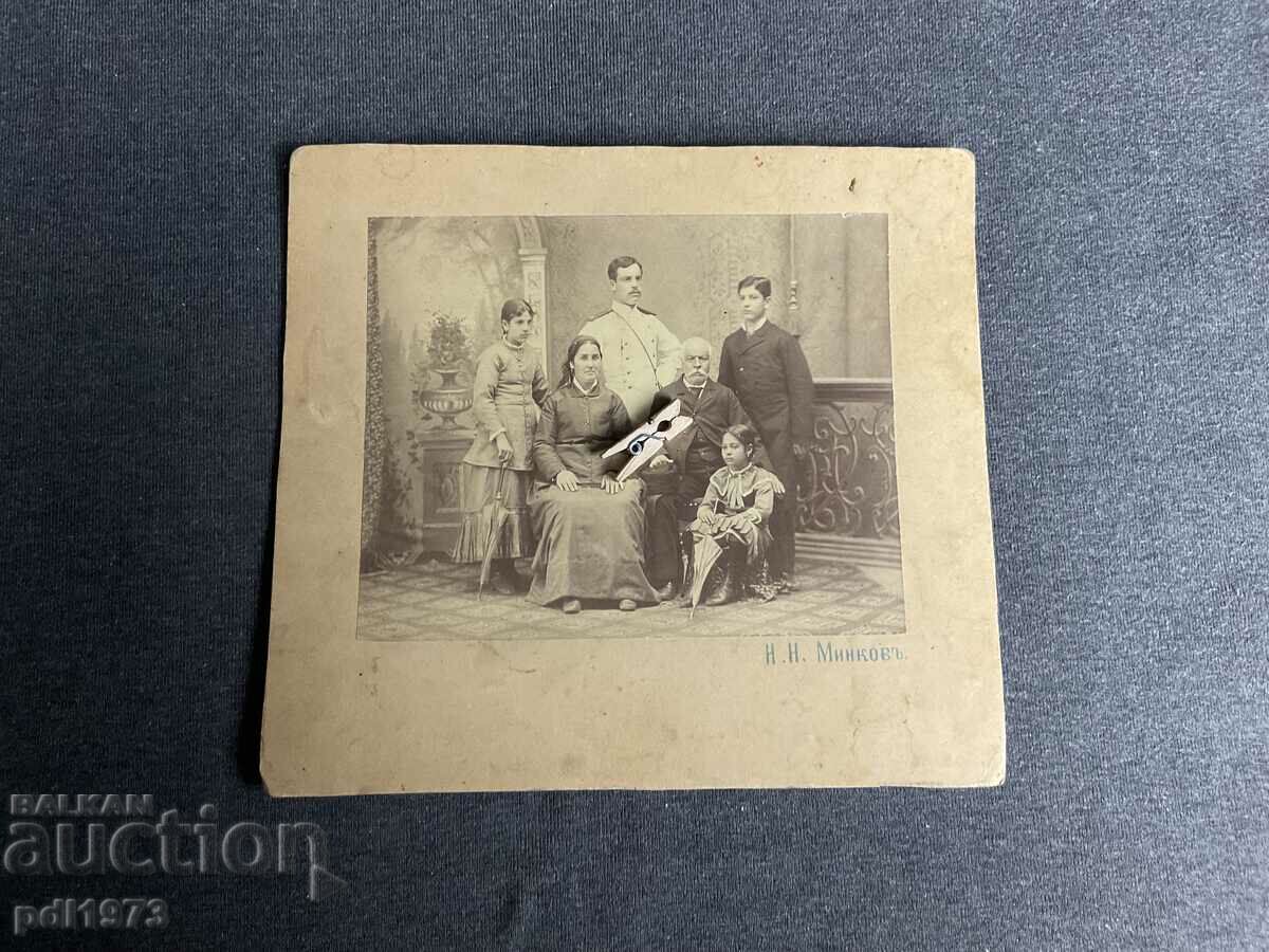 Carton foto vechi Nikifor Minkov 1890 familia