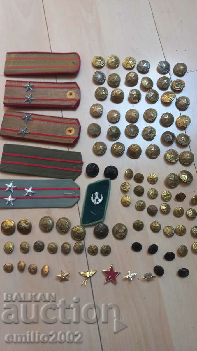 Military insignia and buttons retro social