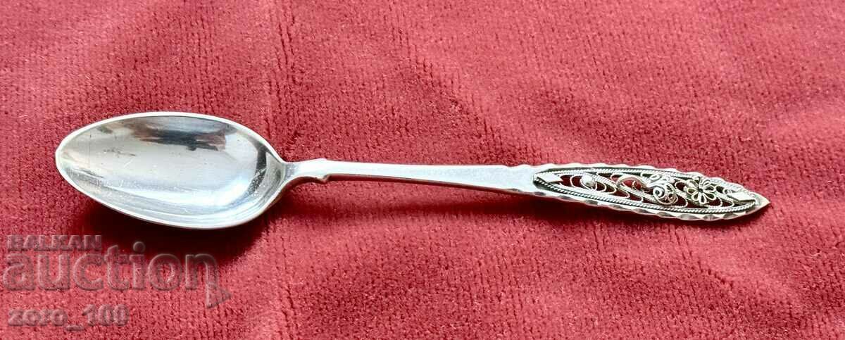 Silver spoon with filigree 21 grams, 800 sample