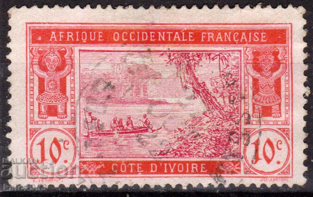 Franța/Cote D"Ivoire/AOF-1913/22-Regular-Laguna, ștampilă