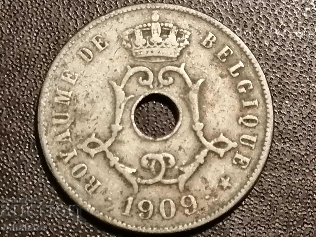 1909 25 centimes Belgium with inscription in French