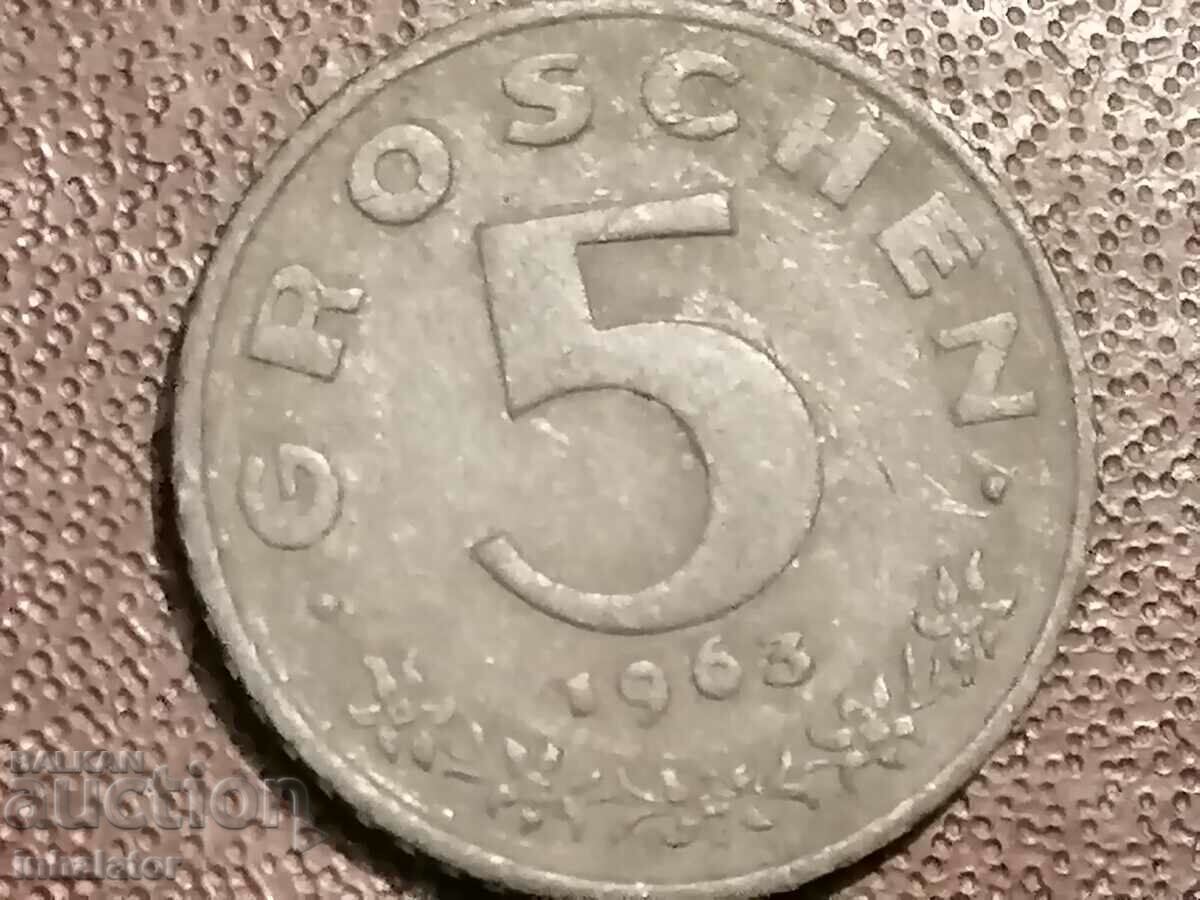 1963 year 5 groschen Austria