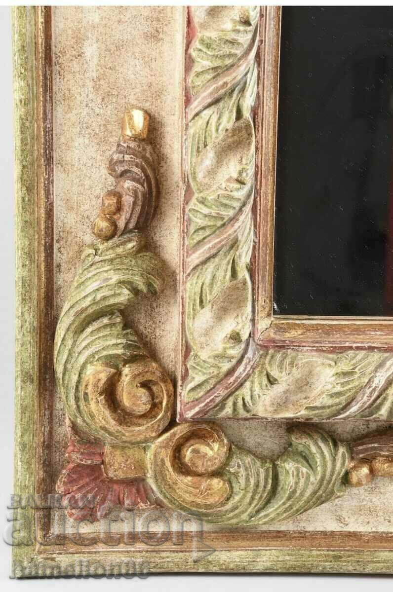 Mirror, wooden frame, retro style. Old workmanship - 5