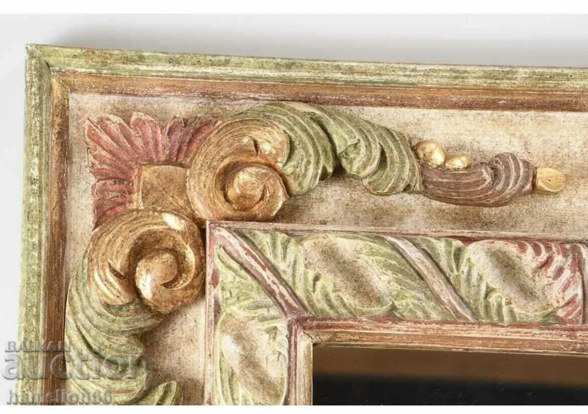 Mirror, wooden frame, retro style. Old workmanship - 6