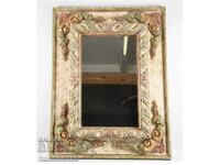 Mirror, wooden frame, retro style. Old workmanship