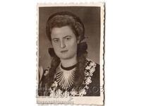 SMALL OLD PASSPORT PHOTO SCHOOL GIRL FROM KYUSTENDIL G974