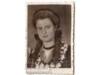 SMALL OLD PASSPORT PHOTO SCHOOL GIRL FROM KYUSTENDIL G974