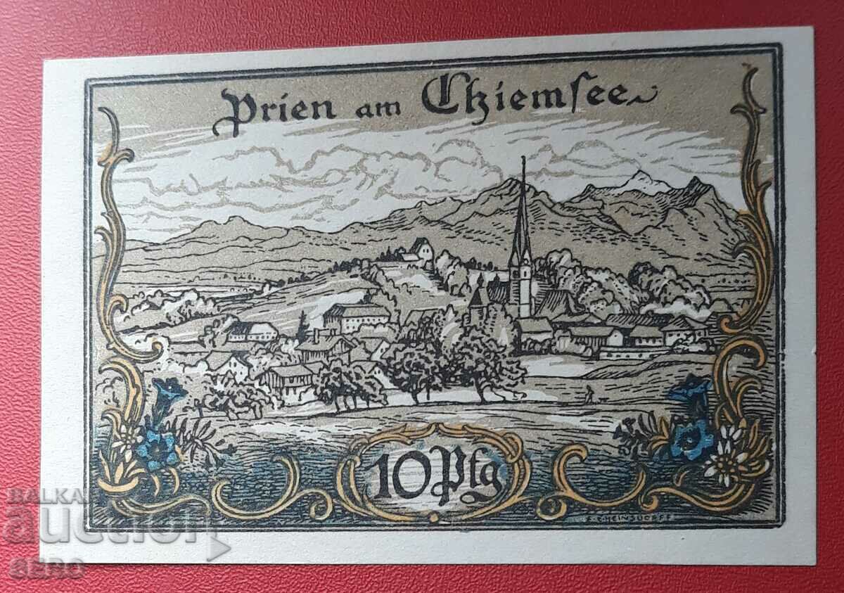 Bancnota-Germania-Bavaria-Prien am Hemsee-10 pfennig 1920