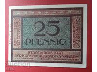 Banknote-Germany-Bavaria-Ansbach-25 Pfennig 1918