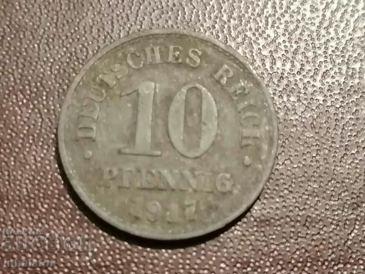 1917 year 10 pfennig Germany without letter