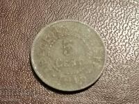 1915 5 centimes Zinc Belgium