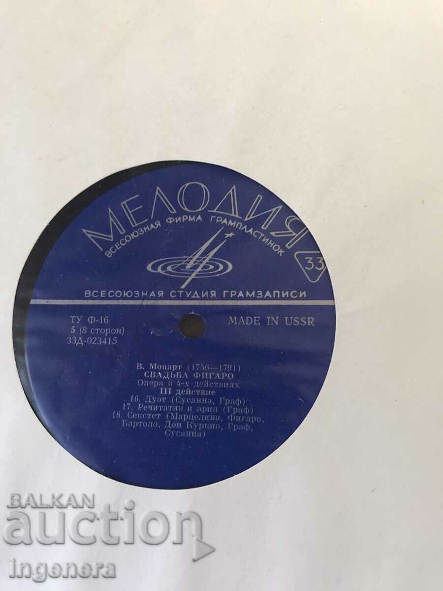 RECORD GRAMOPHONE-OPERA-THE WEDDING OF FIGARO-MOZART-SET 4PCS. - 5 RECORD GRAMOPHONE-OPERA-THE WEDDING OF FIGARO-MOZART-SET 4PCS. - 5