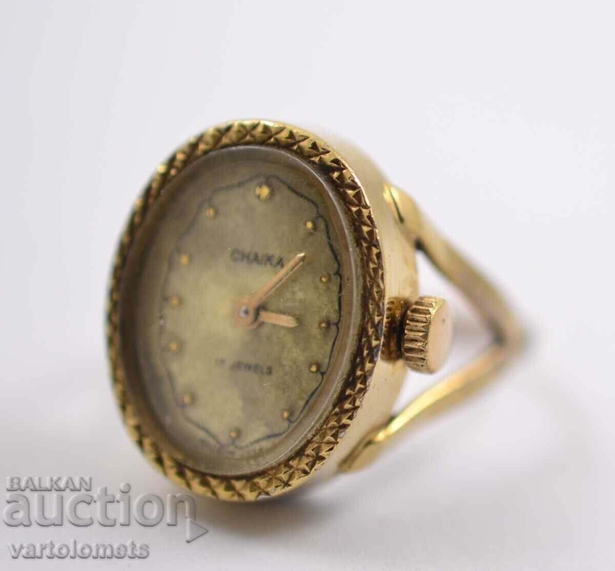 Women's watch ring SEAGULL with gold plating - works