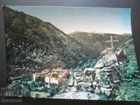 General view of the Rila Monastery, old postcard